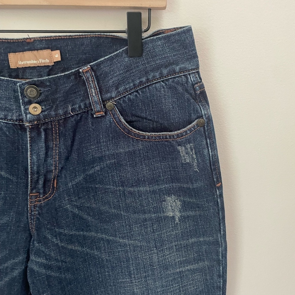 Abercrombie & Fitch Dark Blue Y2K Cropped Jeans Size 6 - Picture 2 of 8